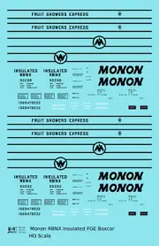 K4 HO Scale Decals Monon FGE Insulated Boxcar Black