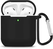 DGBAY for Apple AirPods 1/2nd Silicone Waterproof Case Shock Proof Protecitive Cover with Keychain,Resistant Cover Case for Apple AirPods,iPhone XR/XS/XS MAX (Black)