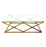 Natalie Clear Glass Gold Leg Coffee Table