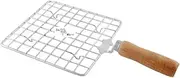 Stainless Steel Square Roasting Net Papad Grill Roti Jali Chapathi Grill with Wooden Handle 7.5 Inches Approx Kitchen Utensils