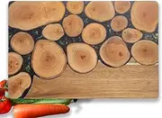 LILKUISYN Acacia Wood Cutting Board With Colorful Black Resin Galactic Cosmos & Wood Stumps Unquie Design for Kitchen Meal Prep Serving Tray Cheese & Charcuterie Board for Meat Vegetable Gift 15*10‘’