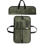 Knife Bag with 4 Pockets for Knives and Kitchen Tools, Knife Bag with Handle for Camping Picnic Storage, Green (Bag Only)