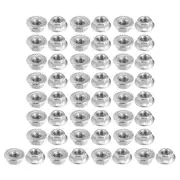 M5x0.8mm Serrated Flange Hex Lock Nuts, 50Pcs Hexagon Flange Nut, Silver