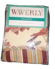 2 New Waverly Valance Curtain Charleston Chirp-Papaya 50x16 Valances