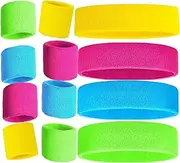 [JUYOU] 80s Neon Sweatbands Headband and Wristbands Set Includes Pink, Blue, Yellow, Green, Sweat Bands Headbands for Women with Matching Wristbands, Sweatbands for Men and Women