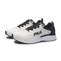 在飛比找PChome24h購物優惠-FILA 慢跑鞋 白黑 經典LOGO 輕量 運動鞋 男 1J