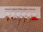 "EMT"/NURSE/DOCTOR " SET OF 6 HAND CRAFTED" Wine Glass Charm drink markers