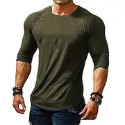 Men's T Shirt Tee Long Sleeve Shirt Long Sleeve Crew Neck Spring Fall Plain Muscle Big and Tall Casual Sports Gym Black White Army Green Top Tee for Men