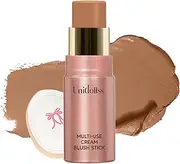 Multi-Use Makeup Cream Blush Stick, Unidollss 3-in-1 Buildable Contour Bronzer Blush Stick, Hydrating formula, All day wear, Easy Application with Thumb Puff Included (05 SUNSHINE)