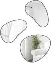 Umbra Hubba Pebble Mirror 3 Piece Set, Mettalic Titanium