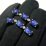 Blue Star Sapphire Gemstone 925 Solid Sterling Silver Earring Vintage Jewelry