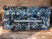 Blue Agate Geode Dining Table Top, Agate Counter Slab, Office Christmas Sale Top