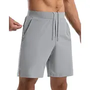 Men's Running Shorts Hiking Shorts Outdoor Regular Fit Quick Dry Zipper Pocket Shorts Drawstring Elastic Waist Dark Grey Black Cotton Hunting Climbing Running