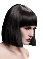 Lola Dark Brown Womens Deluxe Bob Wig with Fringe