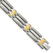 Titanium Brushed and Polished Yellow IP-Plated Bracelet 8.5" for Men's 21.85gm