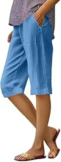 [Miekld] Linen Capri Pants for Women Womens Wide Leg Pants Casual Lightweight Cotton Pants Women Leggings for Women Plus Size