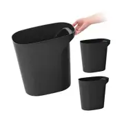 USA Small Trash Can Wastebasket with Handle, 6 Gallon / 24 Quart, 3 Pack Black