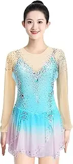 [Zagitova] Ice Figure Skating Dress for Girls with Shiny Rhinestone Women Gradient Patchwork Competition Dance Outfits
