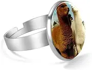 [FVQL] Stainless Steel Ring for Girls, Alpacas Animal