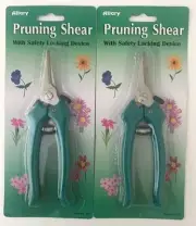 2 x Bypass Garden Pruning Shears, Scissors Cutting _Safety Locking Device-Green