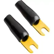 XSCORP BS8B 8 Gauge Gold-Plated Black Barrier Spade Terminals - 10 Pack