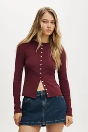 [Cotton On Women] Cotton On Women - Bailey Button Detail Cardi - Sour cherry M SOUR CHERRY