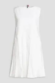 THOM BROWNE NEW WITH TAGS Pleated cotton Oxford mini dress Size 40 White