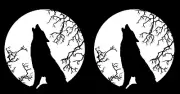 Wolf Howling Full Moon 2 PACK 5" White Vinyl Decals Car Truck Camper RV
