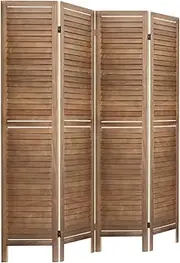 [Artiss] 4 Panel Room Divider, Folding Wooden Privacy Portable Screen Shelf Dividers Partition Wall Screens Home Pet Child Indoor Balcony Bedroom Furniture, Separator Water-Resistant Brown