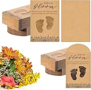 Fumete 50 Pack Baby Shower Party Favor Baby in Bloom Seed Packets Envelopes Kraft with Clear Window Resealable Seed Organizer Storage Bag for Guest Gender Reveal Party, No Seeds(Footprints)