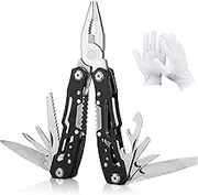 Multi Tool with Safety Lock, 14-in-1 Multi Tool Pliers, Stainless Steel Portable Mini Multitool, Multi Repair Tool for Men, Pocket Tool for Outdoor, Adventure, Survival and Camping