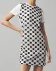 TORY BURCH T-SHIRT DRESS LOGO LACE EMBROIDERY WHITE/NAVY SZ US S NWT