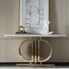 CONSOLE TABLE 1200MM GOLD BASE WHITE STONE TOP NEW