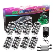 8 Pods Motorcycle RGB Led Lights Under Wheel Neon Glow Light Music w/ Remote Fob