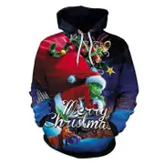 The Grinch Christmas Hoodies Sweatshirts Pullover Tops Hooded Sweater Adults S