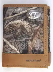 Virginia Tech Hokies Tri-Fold Realtree Max-5 Camo & Leather Wallet w Concho NCAA