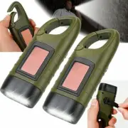 2X 3 LED Lamp Solar Power Flashlight Wind Up Hand Crank Emergence Camping Torch
