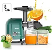 Juicer Machines, 250W Slow Masticating Juicer, 1.3L Cold Press Juicer Extractor with Quiet Motor & Reverse Function, Easy to Clean, Two Cups & Brush, for Juice Noodle Grind Beans Cut Vegetables