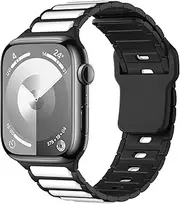 Compatible with Apple Watch Band Series 10/9/8/7/6/5/4/SE/Ultra Silicone Sport Iwatch Strap 40mm 44mm 41mm 45mm 42mm 46mm 49mm Replacement Band for Men Women (40/41mm,Black and White)