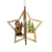4PCS 3D Christmas Wooden Pendant DIY Color Printing Santa Snowman Pendant Creative Christmas Tree Decoration Gift Stars - old man