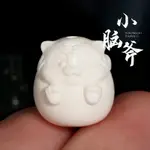 猛犸象牙雕刻小老虎萌虎背云隔珠吊墜星月金剛菩提手串鏈DIY配件