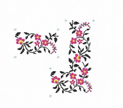 Flowers machine embroidery design Cross stitch border pattern