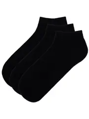 Kids Underworks 3Pk Low Cut Socks 2-8 BLACK (PLAIN)