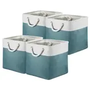Storage Baskets Fabric Collapsible Cube Baskets, 4Pack, White/Pink