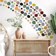 Epakh 296 Pcs Polka Dots Wall Decal Playroom Wall Decor Gifts Boho Rainbow Kids Wall Art Colorful Room Nursery Bedroom Classroom Watercolor Wall Decals Peel and Stick Modern(Dark Colors)