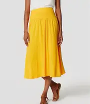 Ann Taylor LOFT Pull-on Knit Midi Skirt Size XXS, XS, SP, MP Bright Saffron Colo