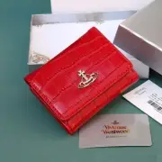 Vivienne Westwood Tri-fold Wallet Clasp Design Bi-fold High Quality Leather red