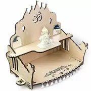 MDF Wooden Temple, Home Mandir (Temple , Size:12 x 10 x 6.5 inch, White Oak) US