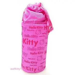 asdfkitty*特價 KITTY粉紅色直飲水壺+束口水壺套/水壺背袋/寶特瓶 水壺袋-韓國正版商品