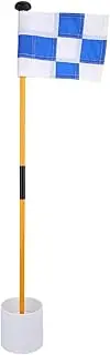 Golf Putting Green Removable Flagstick Set Nylon Flag Practice Accessories with Blue and White Grid Flag